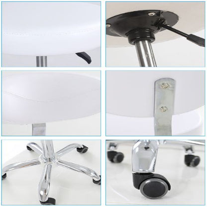 DongPin Derma Stool with Back rest, White Color (DP-9934)